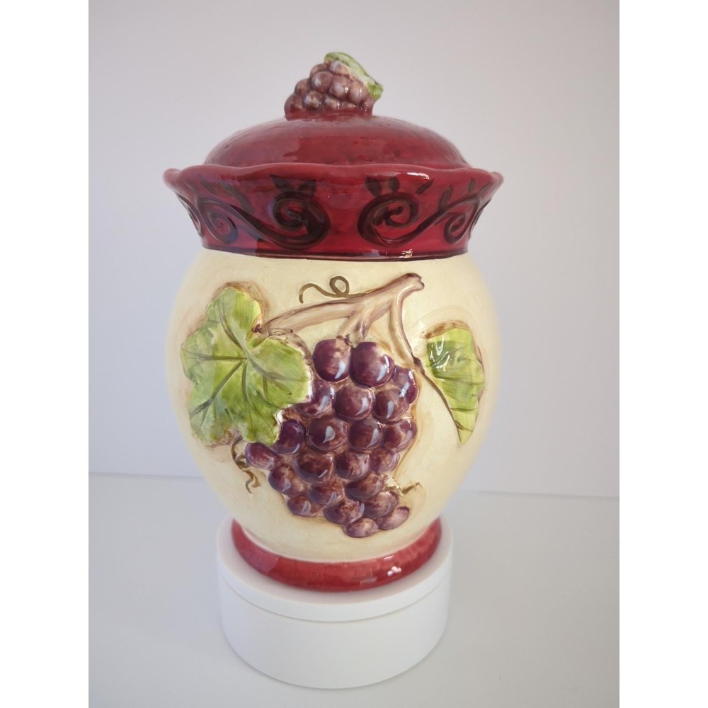 Certified International Ceramic Fruit Pattern Cookie Jar Red 10in MPN 24800